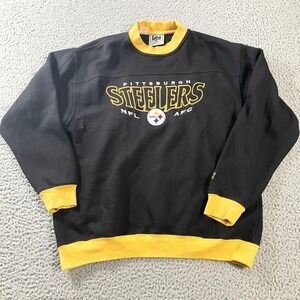 Vintage Pittsburgh Steelers Sweater Mens Large Black NFL Football Lee Sport 90s